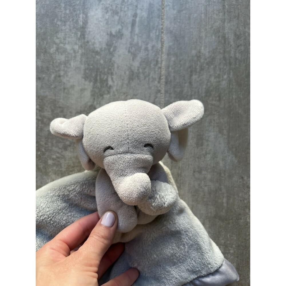 Gray Elephant Security Blanket Plush Satin Trim Baby Lovey Lovie Nursery Soft - Picture 3 of 6